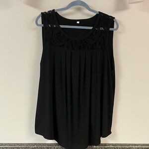 2/17 black dressy tank with lace detail 3x